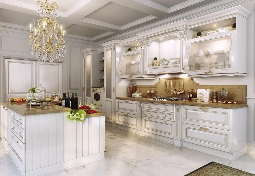 Кухонные гарнитуры классического стиля фото Кухни "Классика" : Монтебьянко, фасад: массив ясеня, Италия
