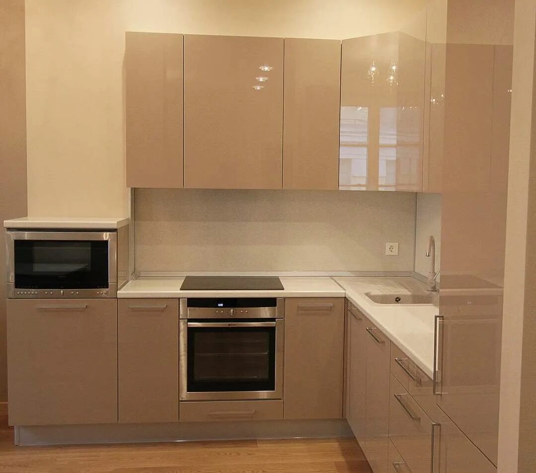 Кухонные гарнитуры кофе с молоком фото Кухонный гарнитур цвета кофе с молоком - Кухня Олива 2.9 метра ваниль-кофе.