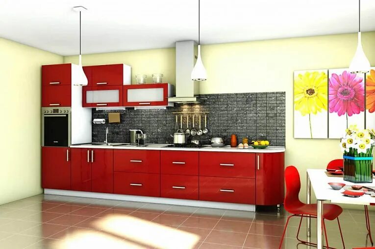 Кухонные гарнитуры красного цвета фото Кухня Гламур-2 - 143590 р, бесплатная доставка, любые размеры