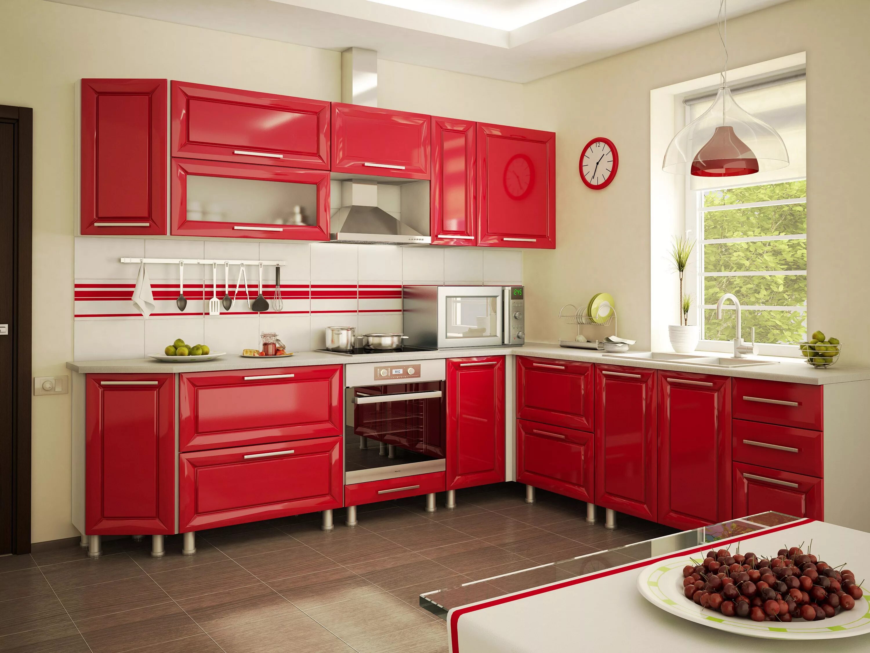 Кухонные гарнитуры красного цвета фото Кухня мебель фото цвета: найдено 89 изображений