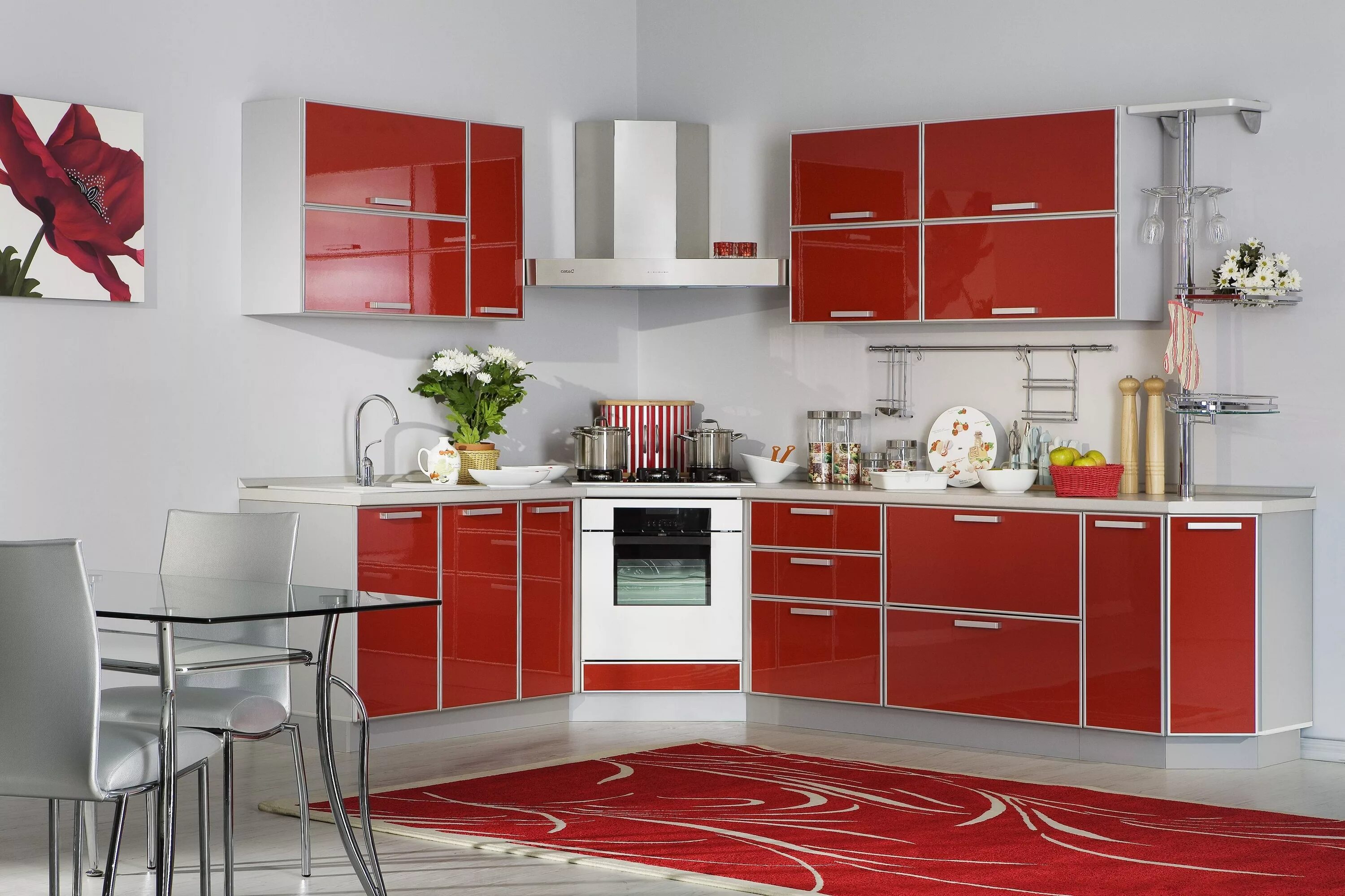 Кухонные гарнитуры красного цвета фото Кухня Эолия, Арт. KR-0022: цена, описание - Интернет-магазин "Кухнотека"