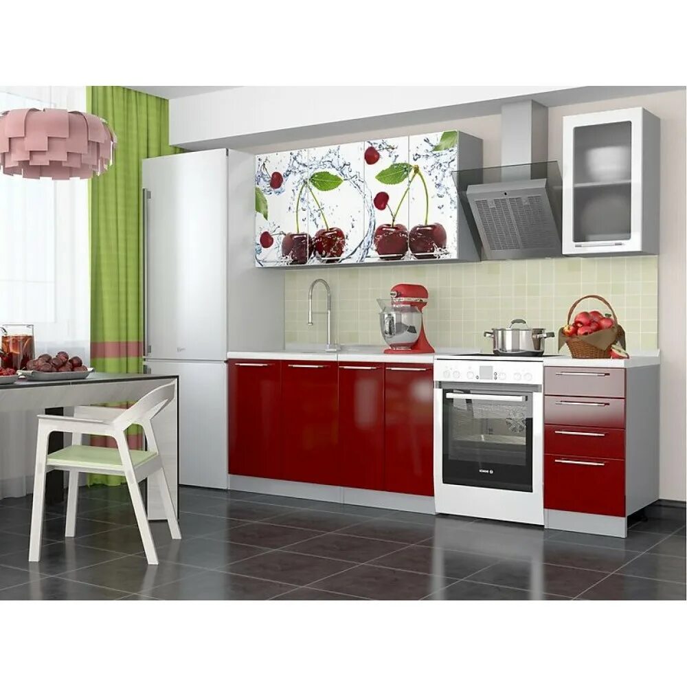 Кухонные гарнитуры купить фото Купить Кухня София Комплектация 04 (Вишня/гранат металлик) "1,8м" по выгодной це