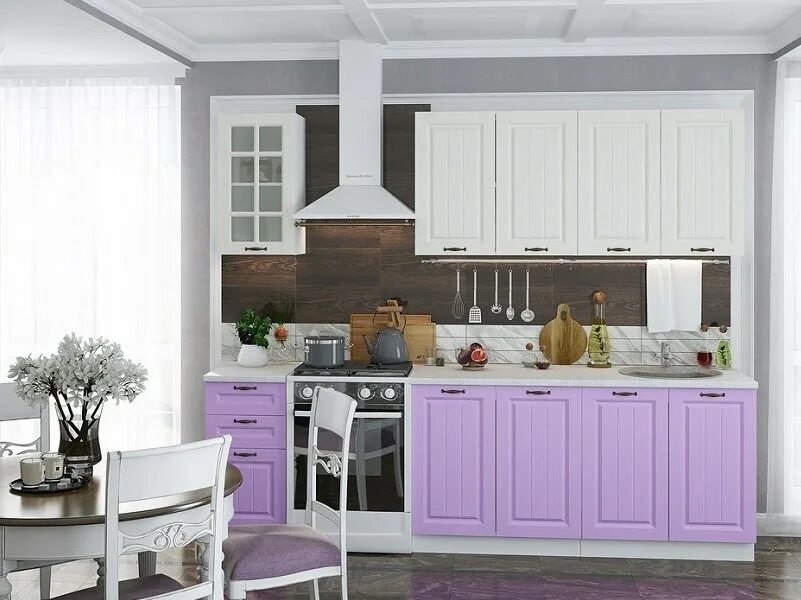 Кухонные гарнитуры мария фото цены Кухонный гарнитур "Маша" 2,0 м Дуб белый / Сирень - Интернет магазин мебели "Аль