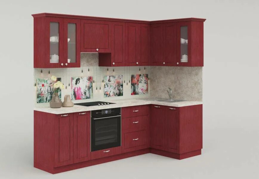 Кухонные гарнитуры набережные челны фото цены Кухонный гарнитур угловой Трио Руссини купить в Набережных Челнах цена