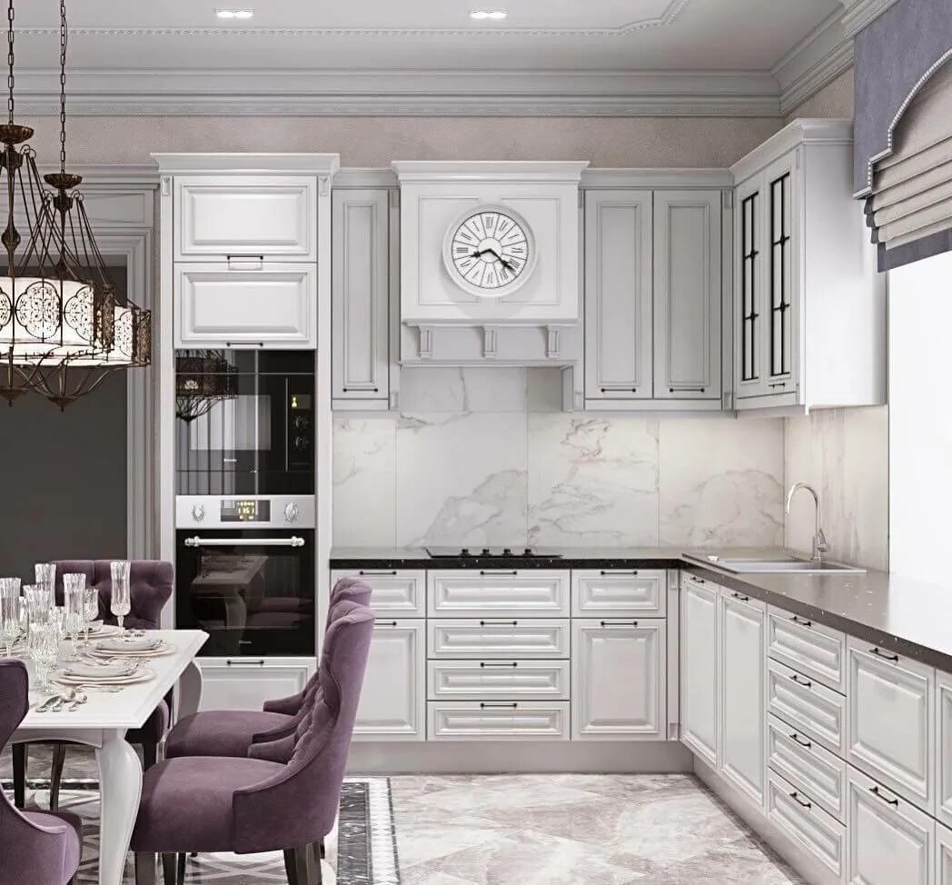 Кухонные гарнитуры неоклассика фото Белая кухня в классическом стиле с нуля (100 фото)