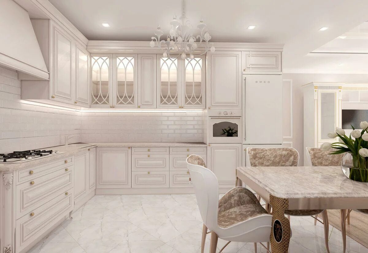 Кухонные гарнитуры неоклассика фото Кухни в стиле неоклассика светлые тона - фото