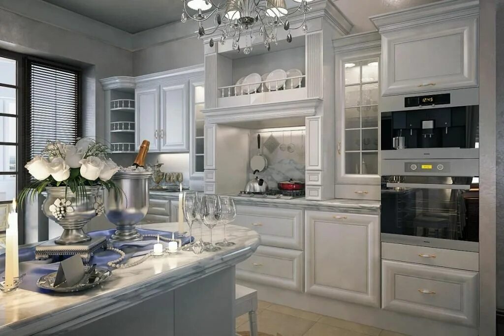 Кухонные гарнитуры неоклассика фото Podobny obraz Classic kitchen design, Classic white kitchen, Kitchen design