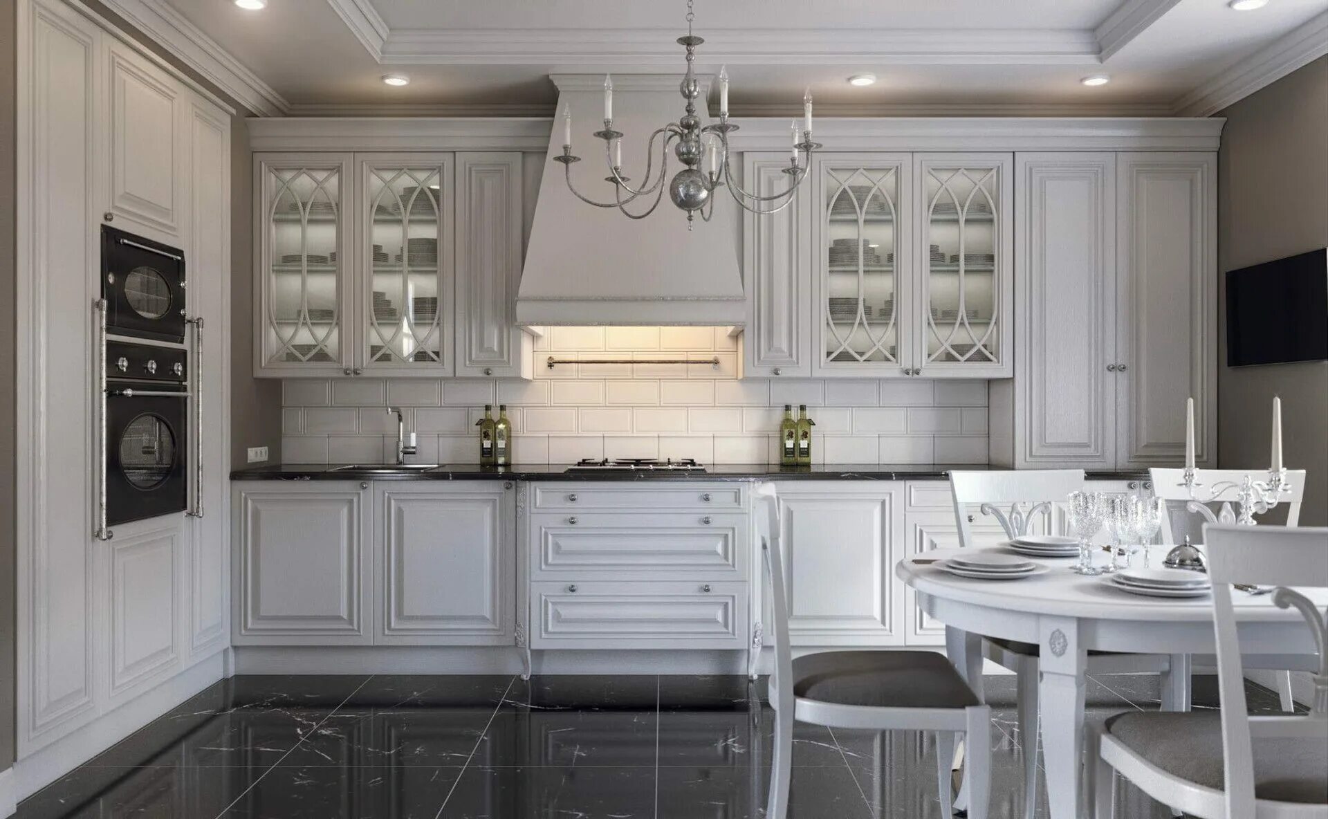 Кухонные гарнитуры неоклассика фото Кухонный гарнитур Лучидо купить по цене 403 680 руб. с профессиональной сборкой 