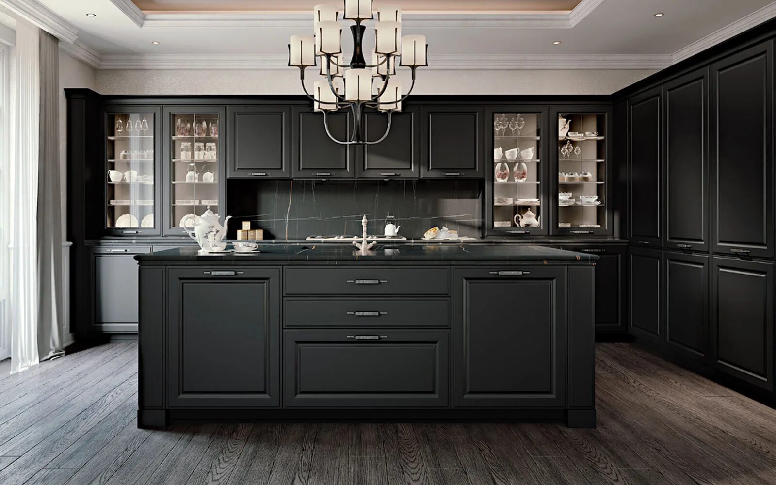 Кухонные гарнитуры неоклассика фото Кухня Gonzaga с эффектными матовыми фасадами Itacom