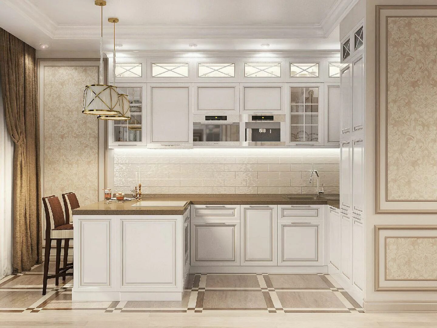 Кухонные гарнитуры неоклассика фото Фотографии работы: Дизайн-проект. Неоклассика.