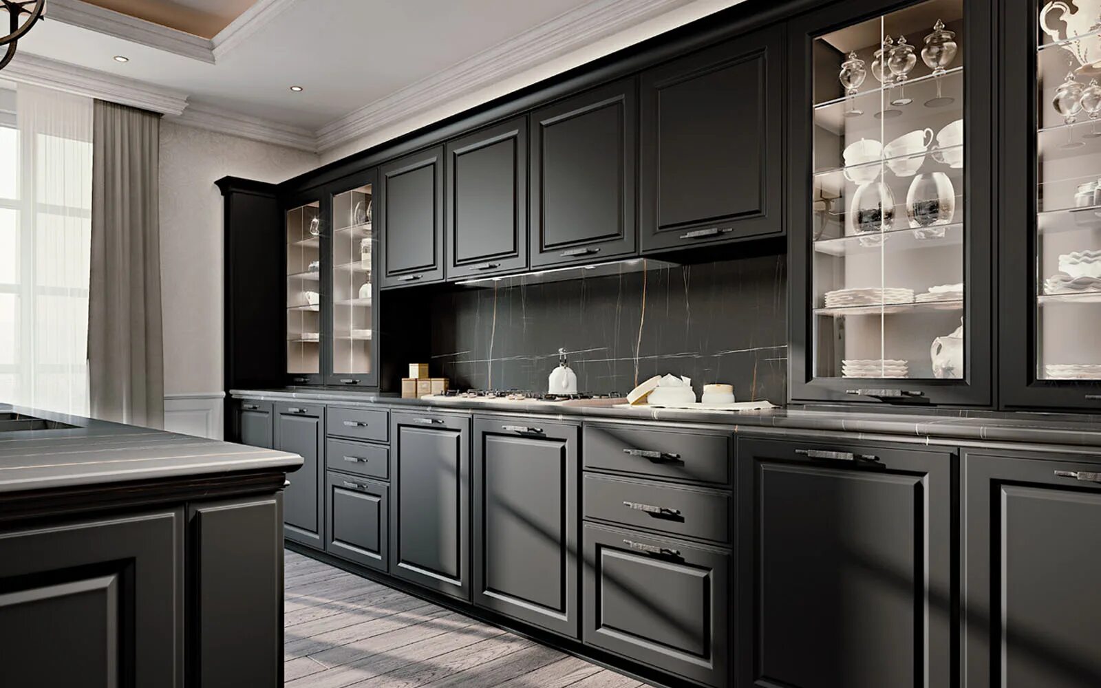 Кухонные гарнитуры неоклассика фото Кухня Gonzaga с эффектными матовыми фасадами Itacom