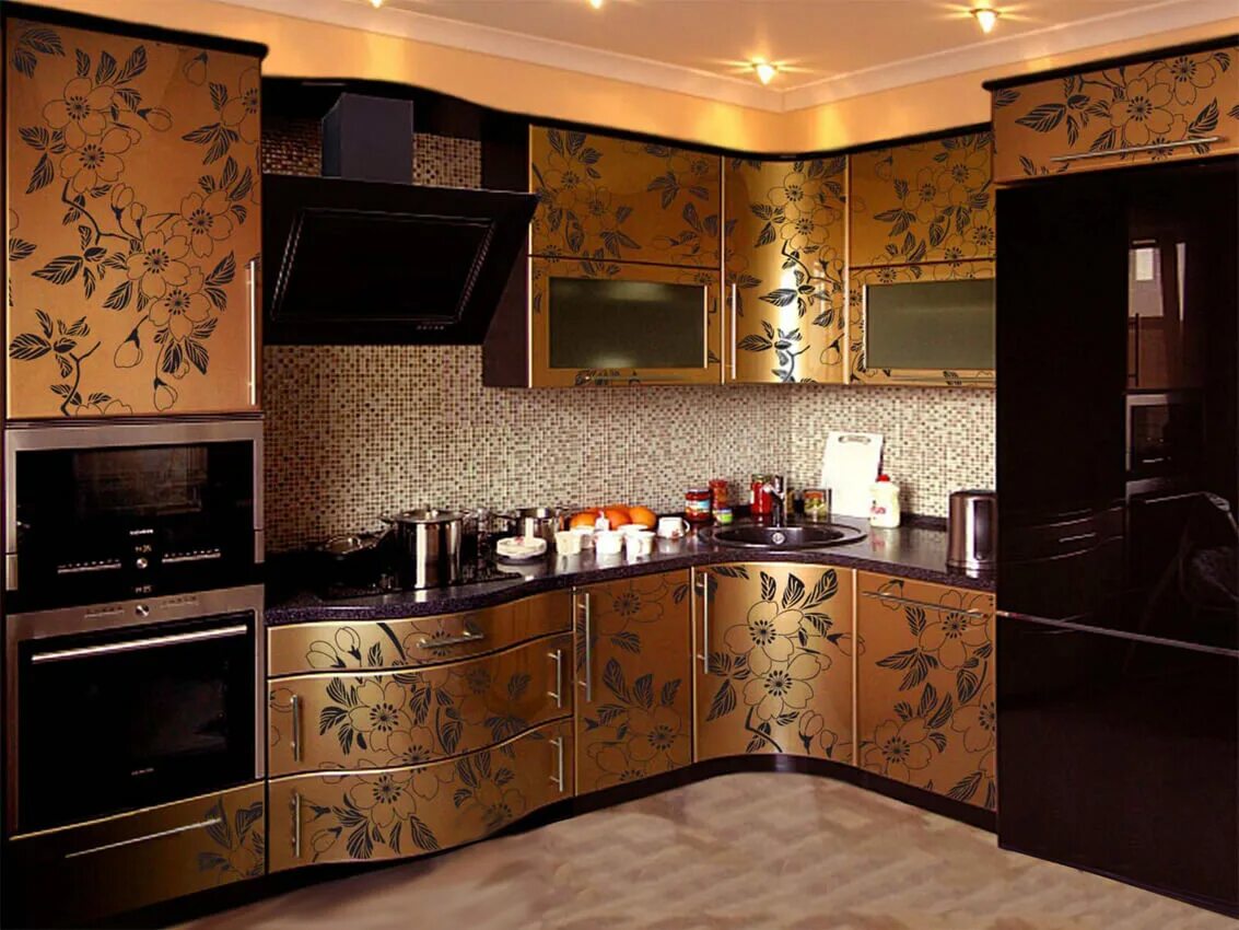 Кухонные гарнитуры обклеенные пленкой фото Роспись кухонных фасадов на заказ в СПб: фото, примеры, цены.