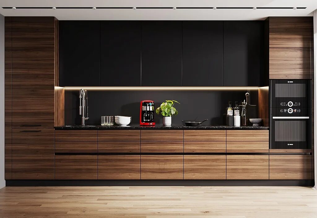 Кухонные гарнитуры под дерево современные фото Кухня Кухня Эштон - Кухни Pro-Mobili на заказ. Цена, описание, фотографии.