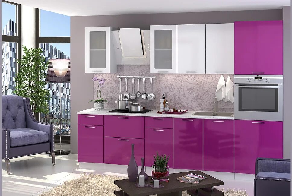 Кухонные гарнитуры расцветки дизайн фото Кухня Ксения Виолетт (2,8 м) модульная купить в Севастополе
