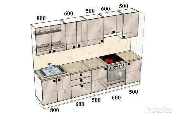 Кухонные гарнитуры размеры и цены фото Модульная кухня по вашим размерам купить в Евпатории Товары для дома и дачи Авит
