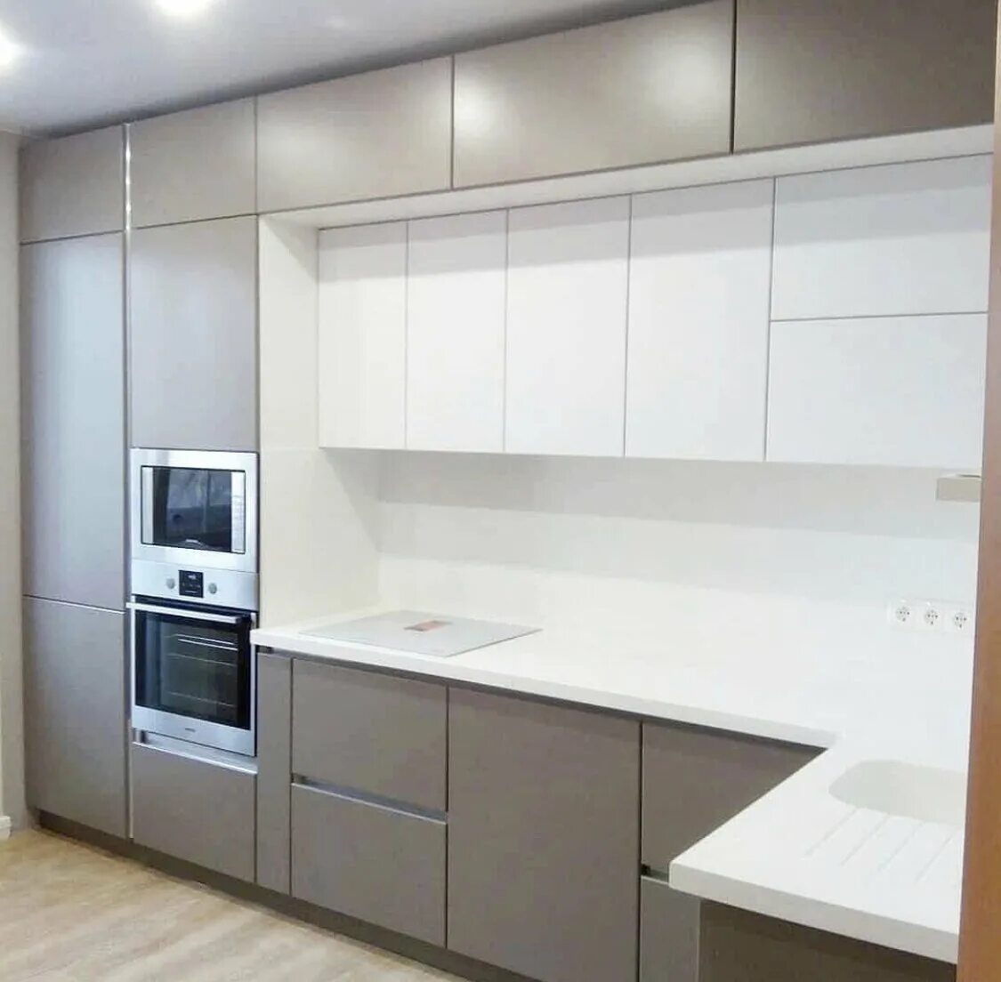 Кухонные гарнитуры с антресолями фото Кухни МДФ в плёнке ПВХ: каталог дизайна, цветов, на заказ