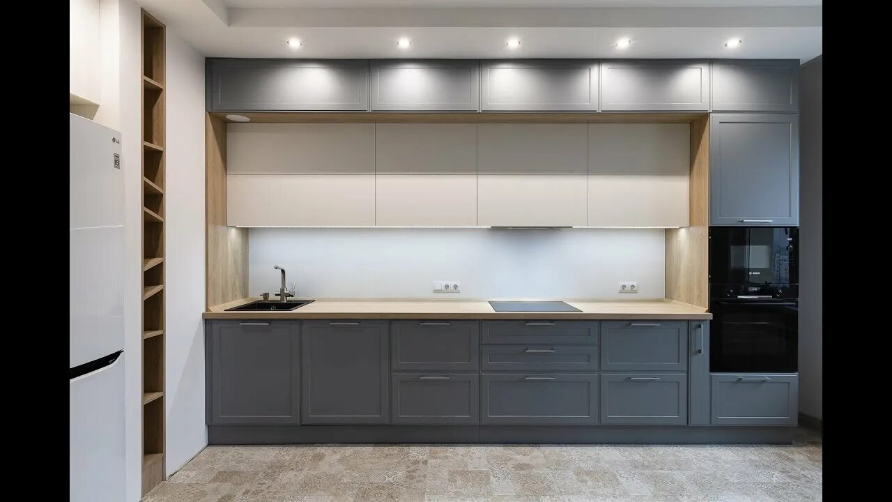 Кухонные гарнитуры с антресолями фото Прямая кухня с антресолями под заказ Кухни Эверест everest.by - YouTube