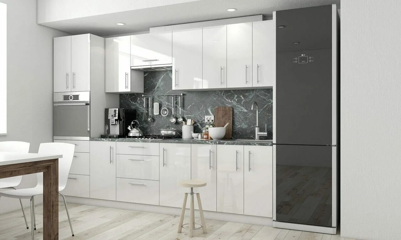 Кухонные гарнитуры с пеналом фото Кухня Сонет МДФ с пеналом № 11 купить по цене 56 410 руб. с профессиональной сбо