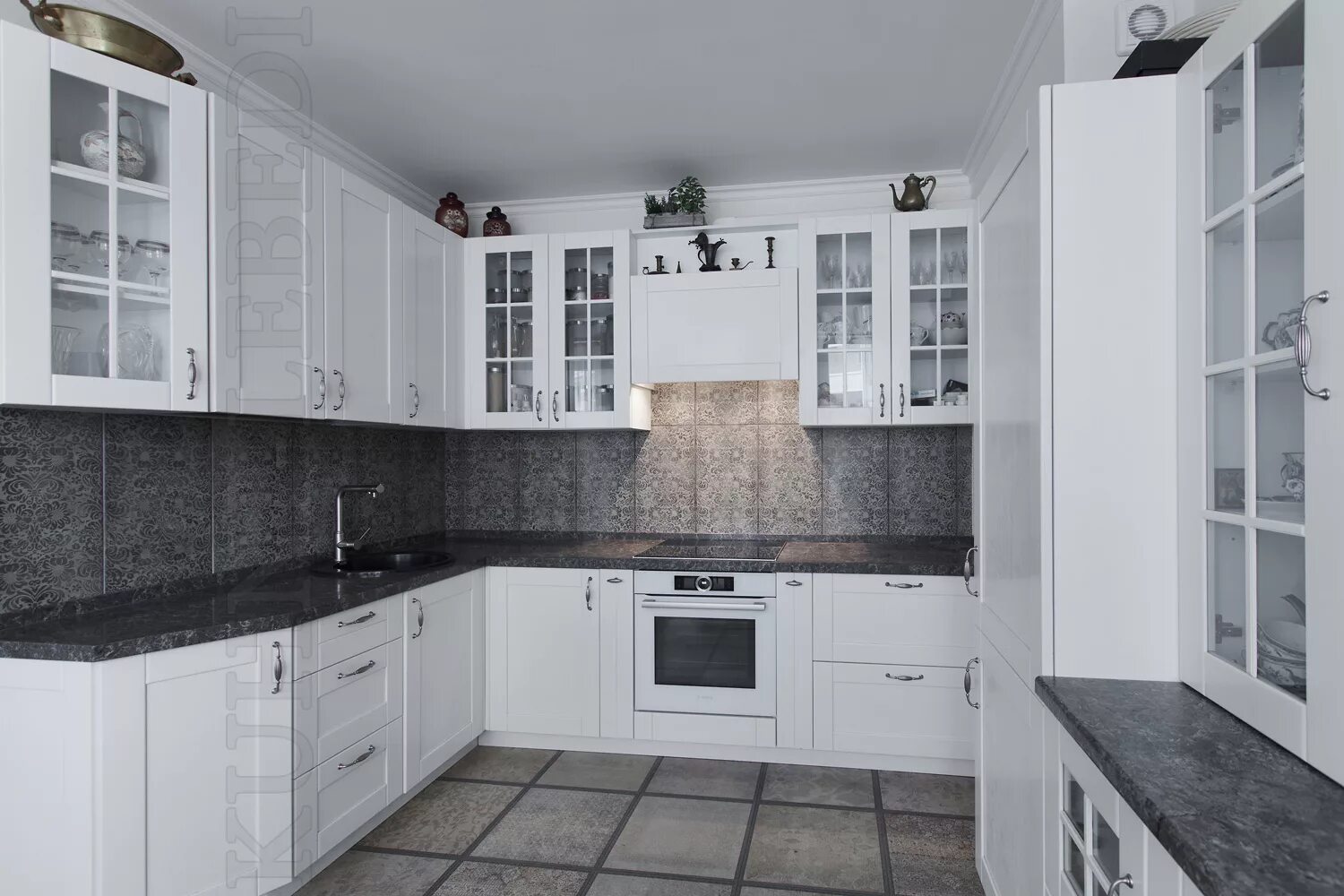 Кухонные гарнитуры с серой столешницей фото Кухни-Лебеди - Кухни