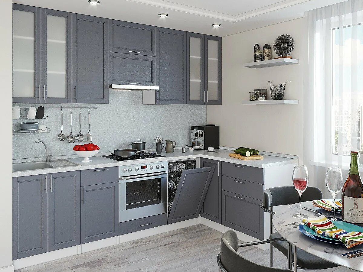 Кухонные гарнитуры серого цвета дизайн фото Кухонный гарнитур Сканди-04 купить в Санкт-Петербурге по цене 72 000 ₽ в интерне