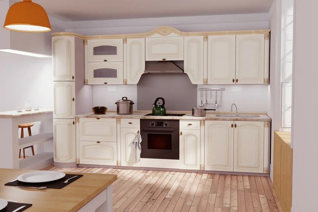 Кухонные гарнитуры ставрополь фото Кухня Селена 3,2 м. № 60 Крем Патина (Глория) - Мебель Милана Заказ без предопла