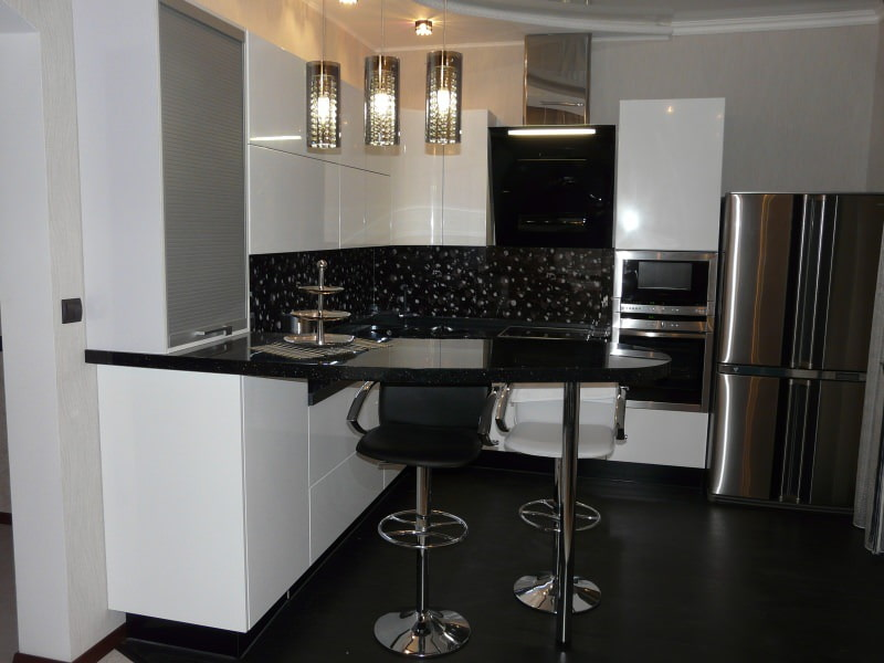 Кухонные гарнитуры студия фото Угловая кухня с барной стойкой 50 фото - идеи дизайна и расположение House desig