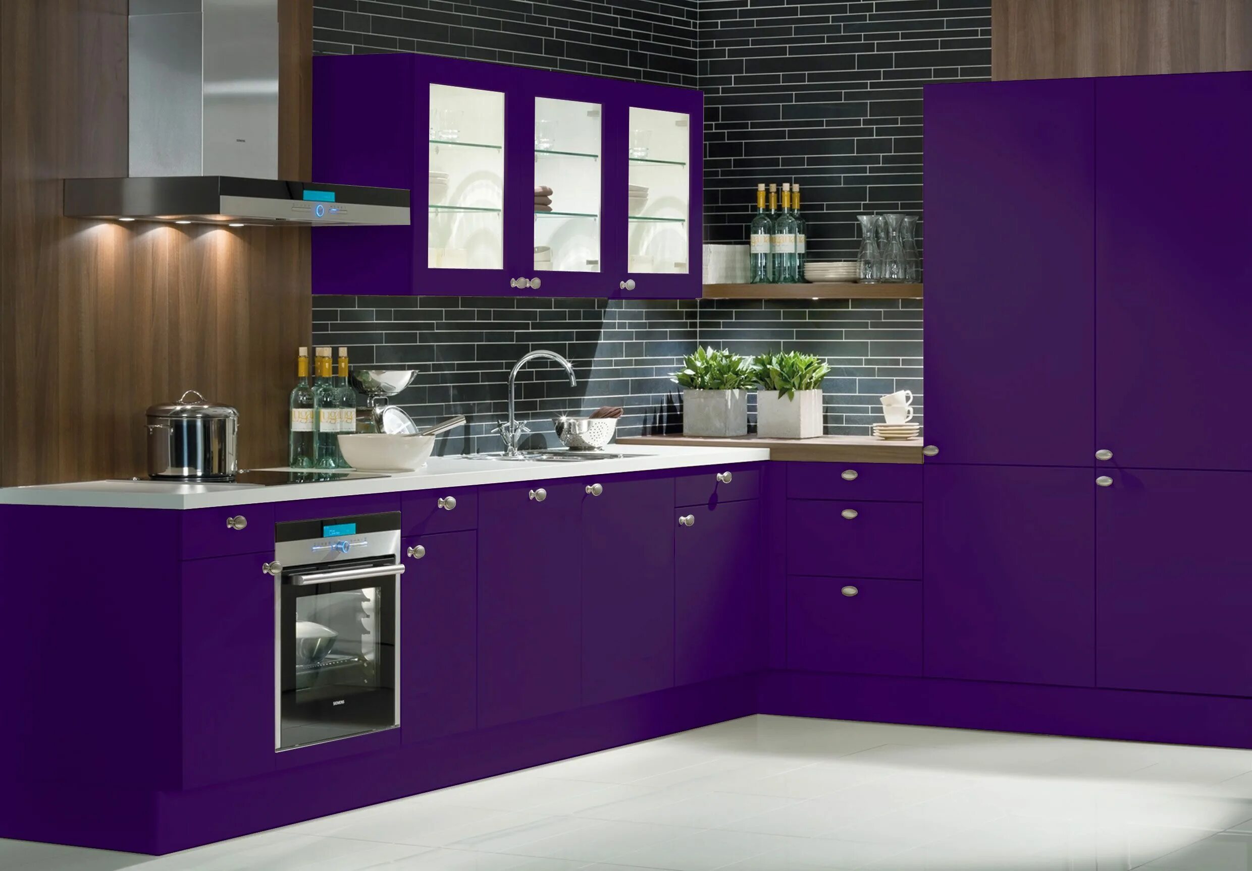 Кухонные гарнитуры цвета фото сочетание цветов Purple Kitchens - Bing Images Decoración de unas, Colores decoracion, Decoración