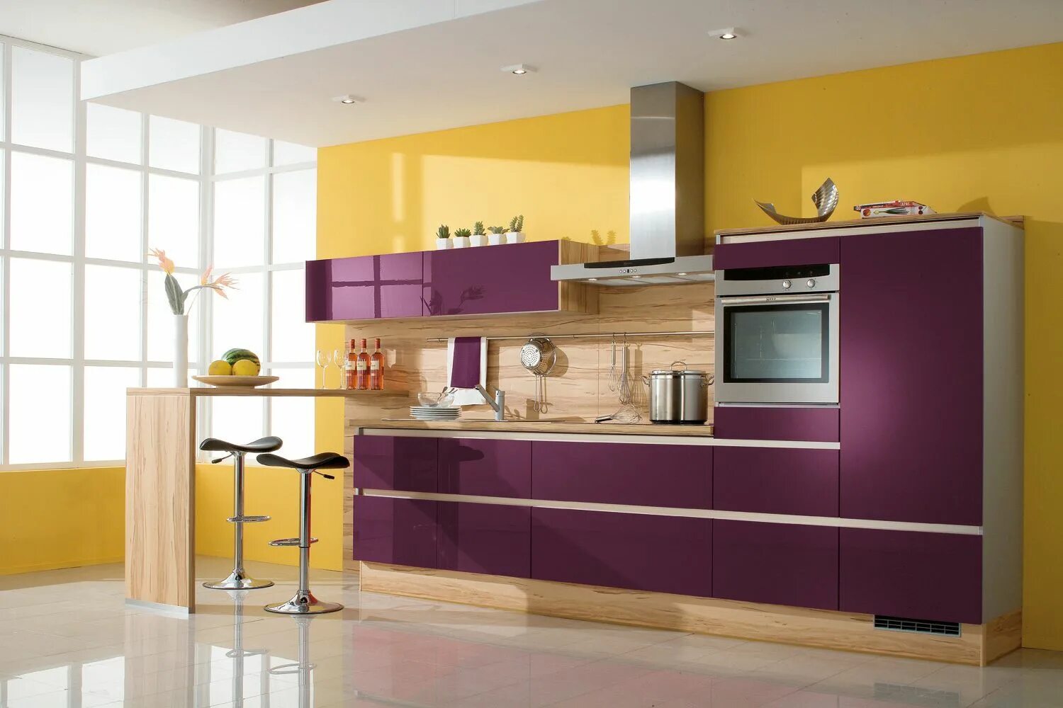 Кухонные гарнитуры цвета фото сочетание цветов Pin by Aline Pimentinhaa on Cozinha Kitchen design color, Purple kitchen interio