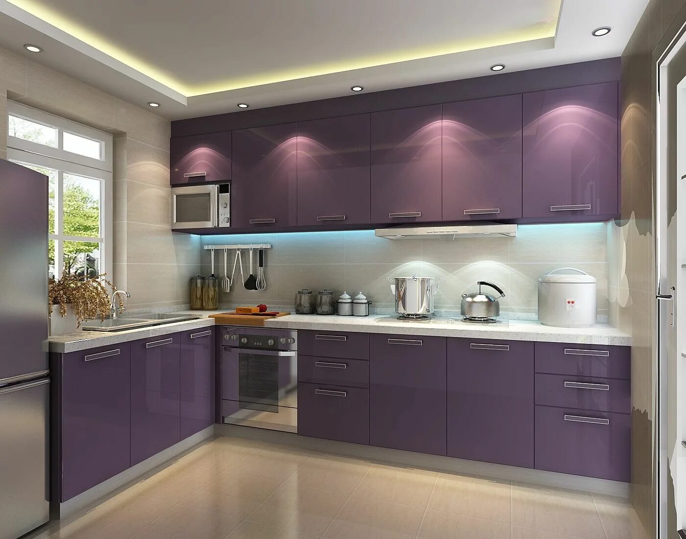 Кухонные гарнитуры цвета фото сочетание цветов Kitchens - Home Stratosphere Simple kitchen, Purple kitchen cabinets, Kitchen fu