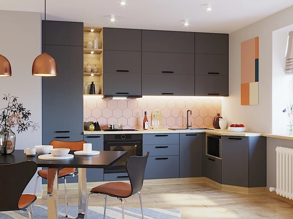 Кухонные гарнитуры цветовая гамма современные фото Кухня Грэй 12 - Априори - мебельная фабрика