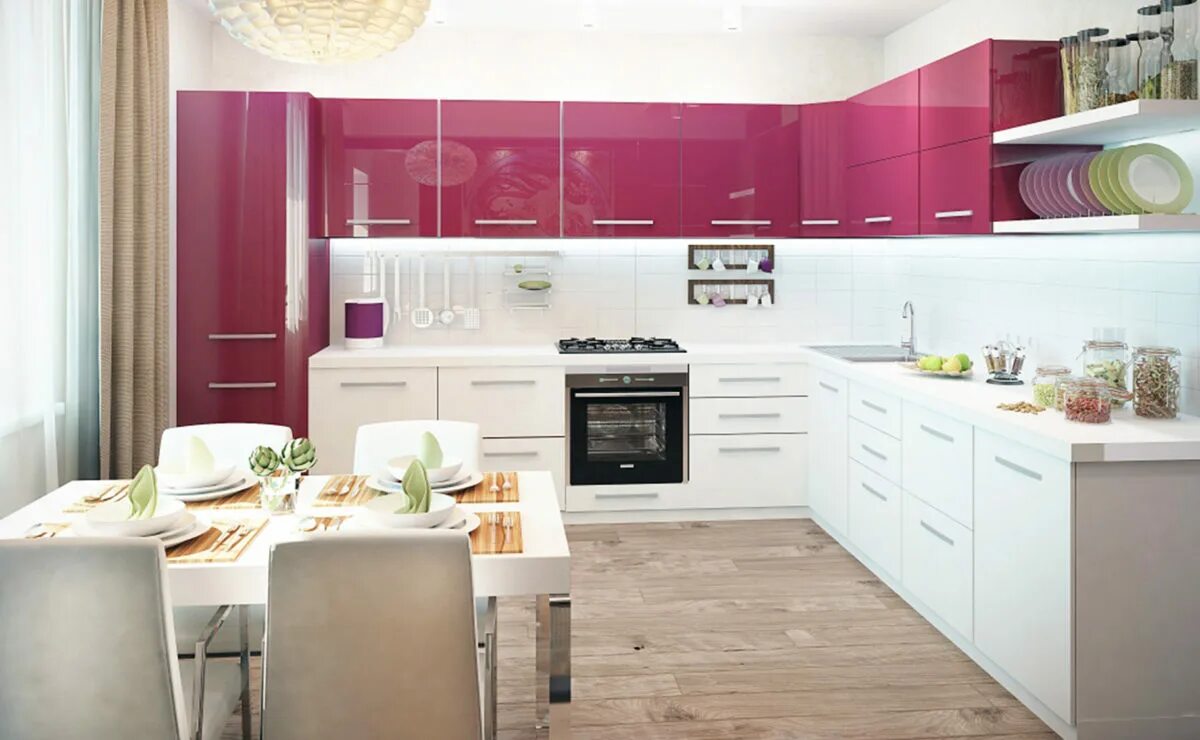 Кухонные гарнитуры цветовая гамма современные фото Большая кухня угловая - KH00013 на заказ от производителя - Милларти