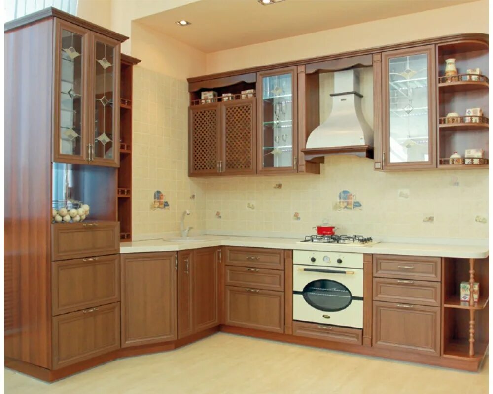 Кухонные гарнитуры томск фото цена Кухня МДФ светло-коричневая 13