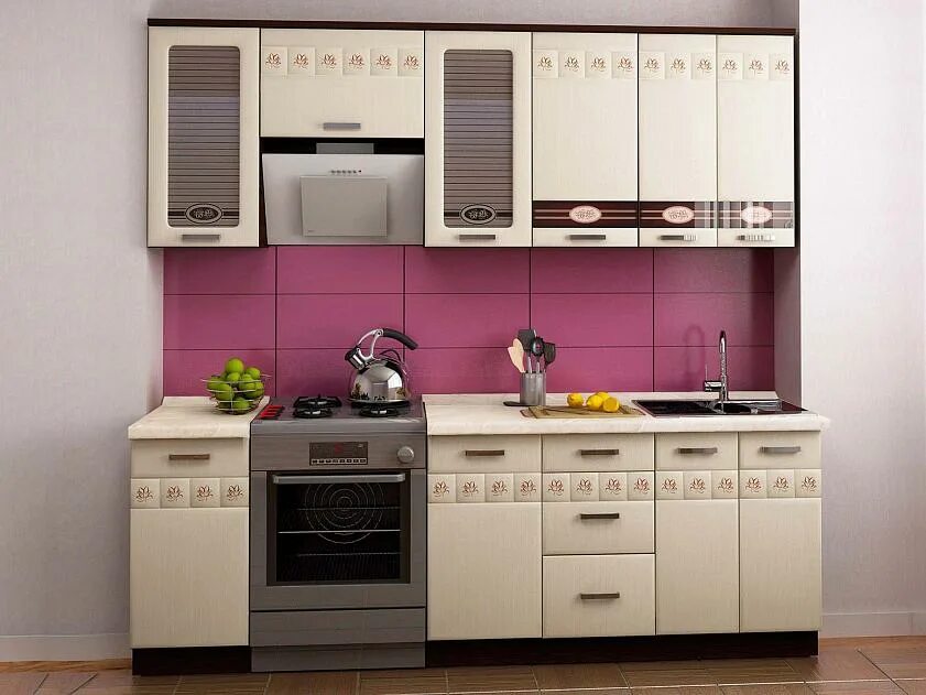 Кухонные гарнитуры томск фото цена Кухонный гарнитур с витриной Аврора 13 от производителя - DaVita-мебель