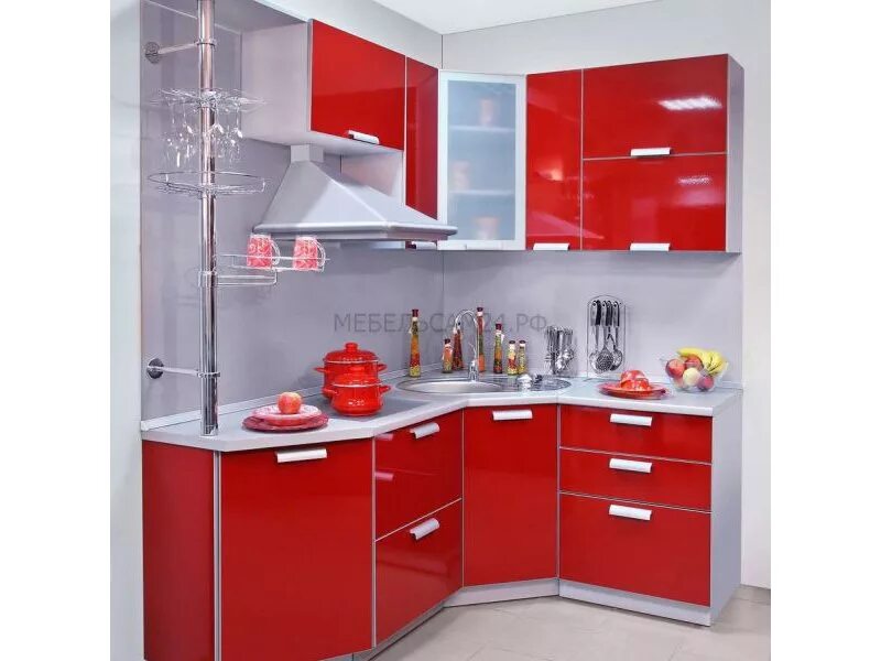 Кухонные гарнитуры угловые купить фото Красная угловая кухня Анна / Мебельная фабрика "Альтернатива", г. Красноярск