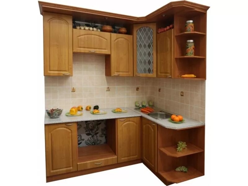 Кухонные гарнитуры угловые недорого фото Кухня угловая Ольха арка производства фабрики Техсервис