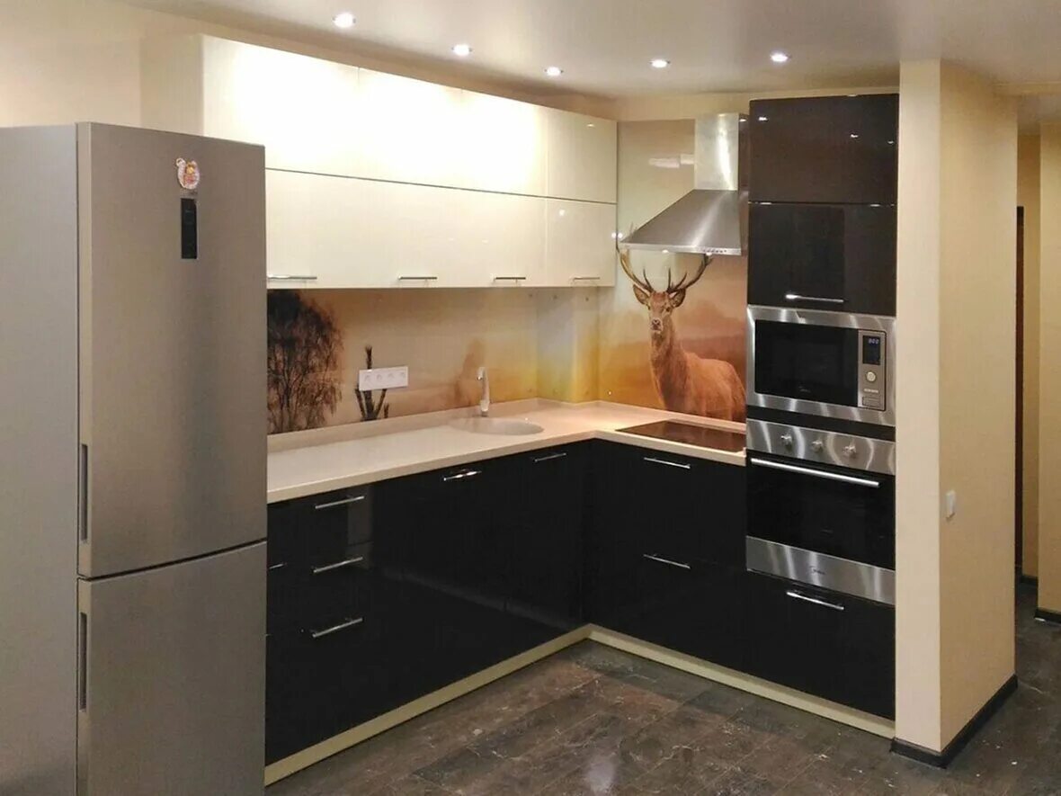 Кухонные гарнитуры угловые с холодильником фото Кухня Бомадерри за 132090 руб. - заказать мебель от производителя