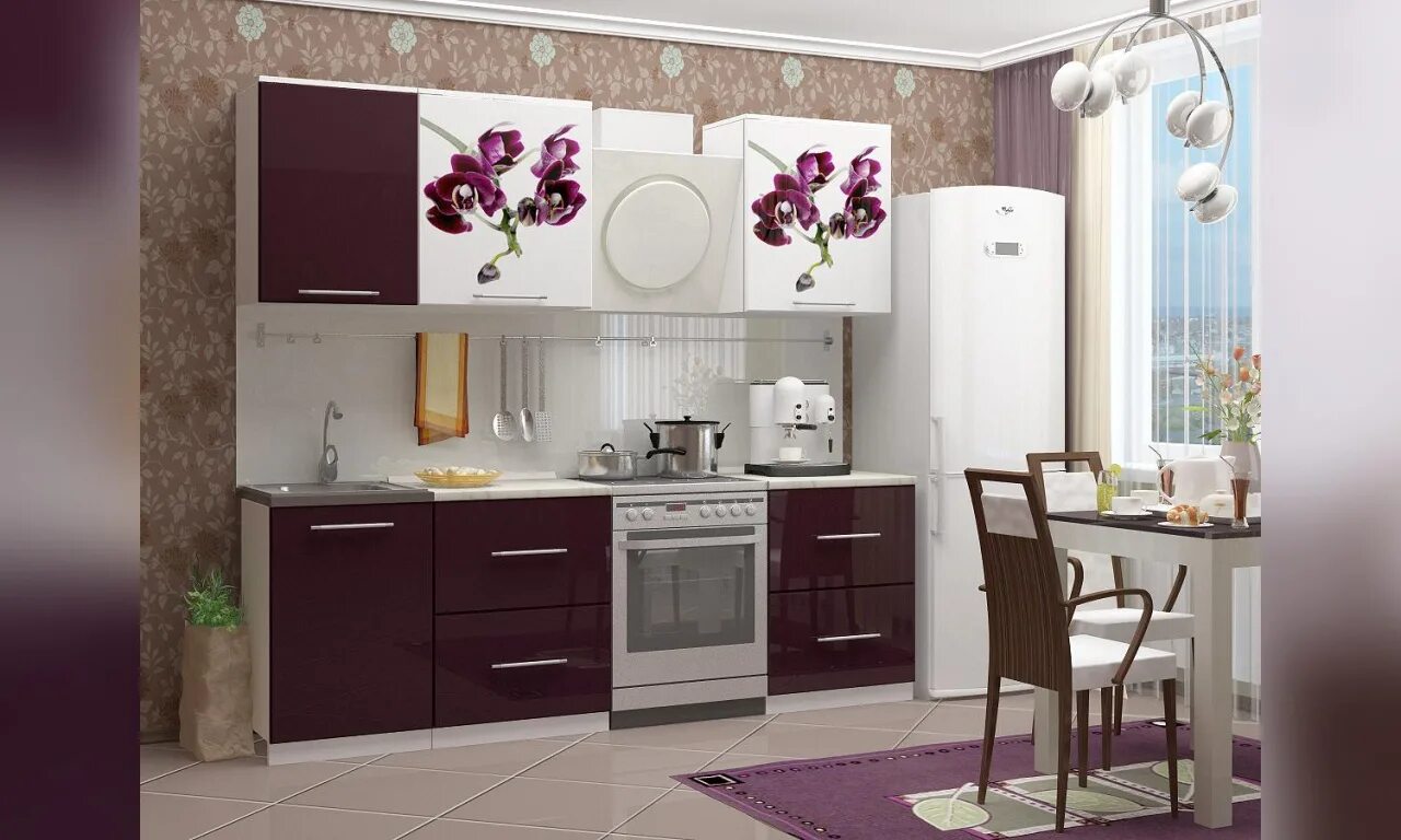Кухонные гарнитуры в чите каталог фото Купить в Москве ✅ Кухня 1,7 МДФ Орхидея 1 - 14529 руб. Доставка по Москве, в нал