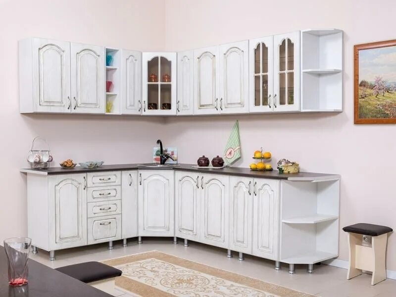 Кухонные гарнитуры в чите каталог фото цены Кухня угловая Вета-2 дуб белёный-золото / Мебельная фабрика "Бубен", г. Волгодон