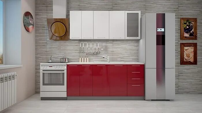 Кухонные гарнитуры в элисте фото и цены Кухня София гранат, фасады пленка, длина 1,5м (витринный образец) на Лесоторгово