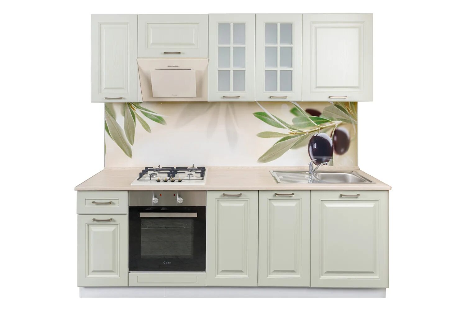 Кухонные гарнитуры в элисте фото и цены Кухонный гарнитур Белла 2,4 м 246х216х60 см, цвет каркаса - белый, фасадов - фис