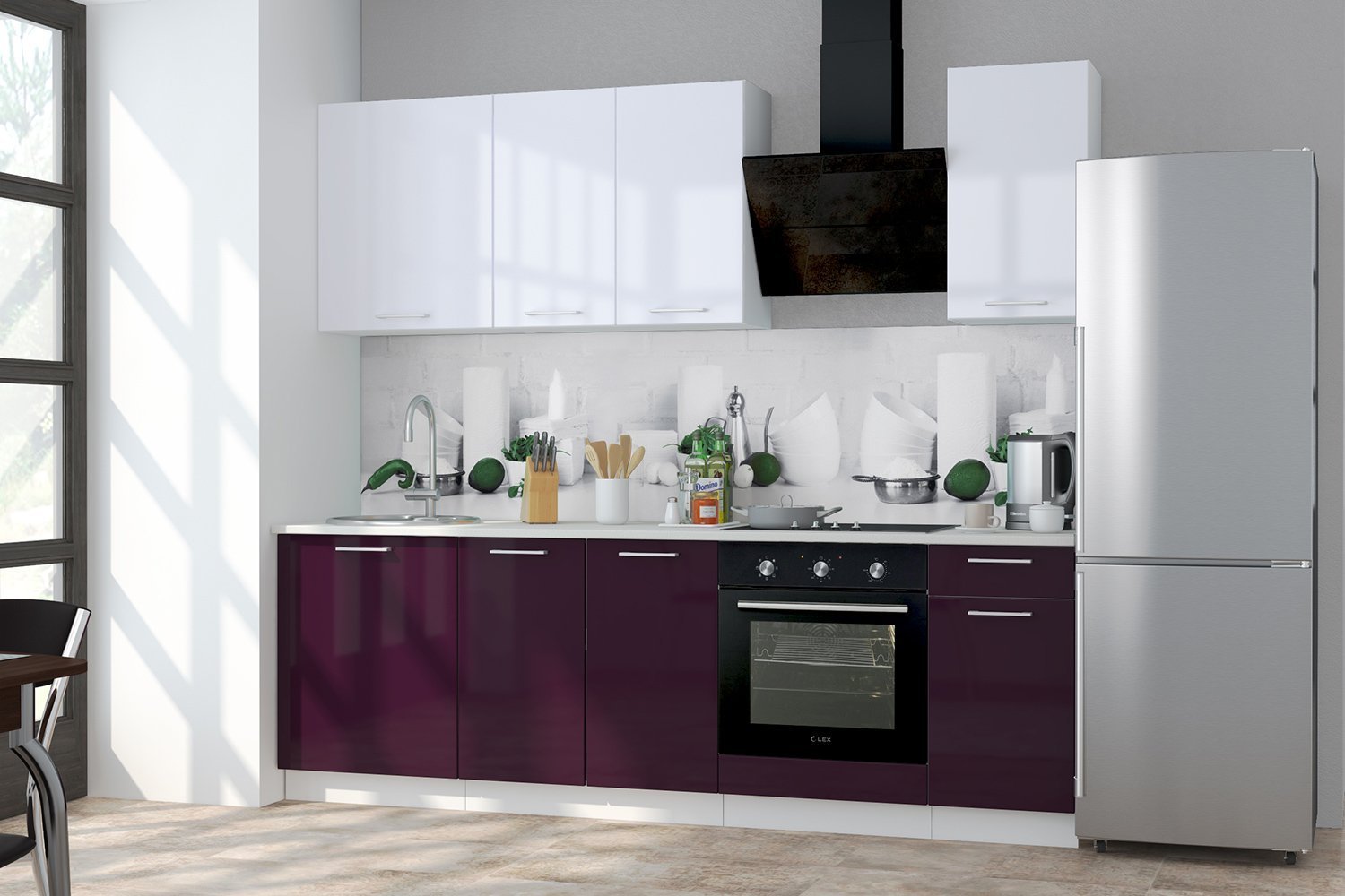 Кухонные гарнитуры в казани фото и цены Кухонный гарнитур Сити 2,4 м 240х210х60 см, цвет корпус - белый, фасад - белый г