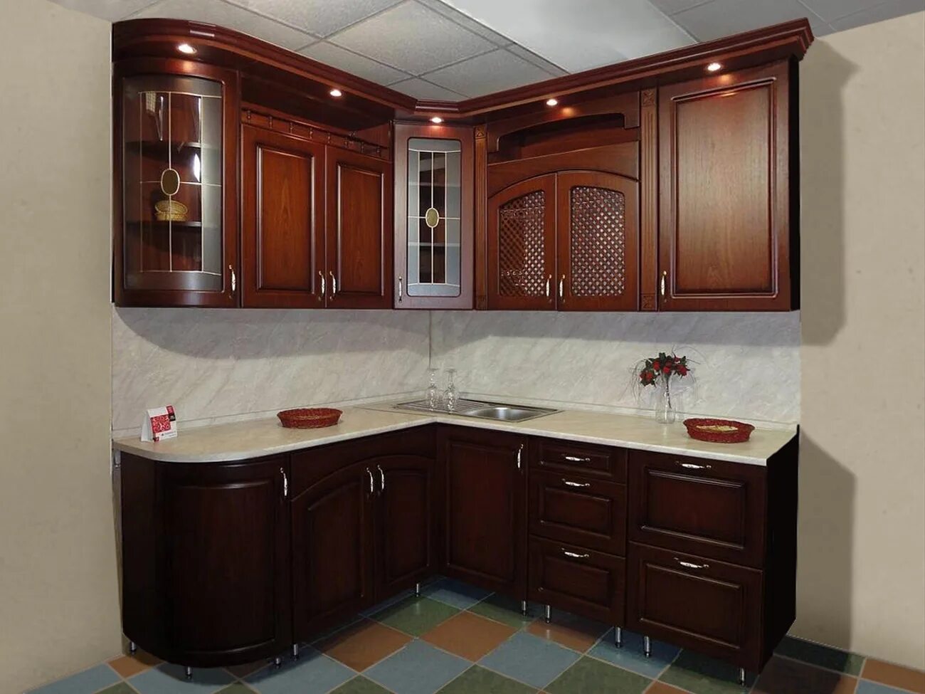 Кухонные гарнитуры в курске фото и цены Купить кухню Ника, цвет красное дерево арт. 72497 - 163855 руб.