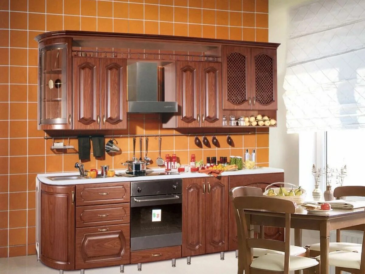 Кухонные гарнитуры в кузнецке фото Купить кухню Ника, цвет красное дерево арт. 72493 - 172218 руб.