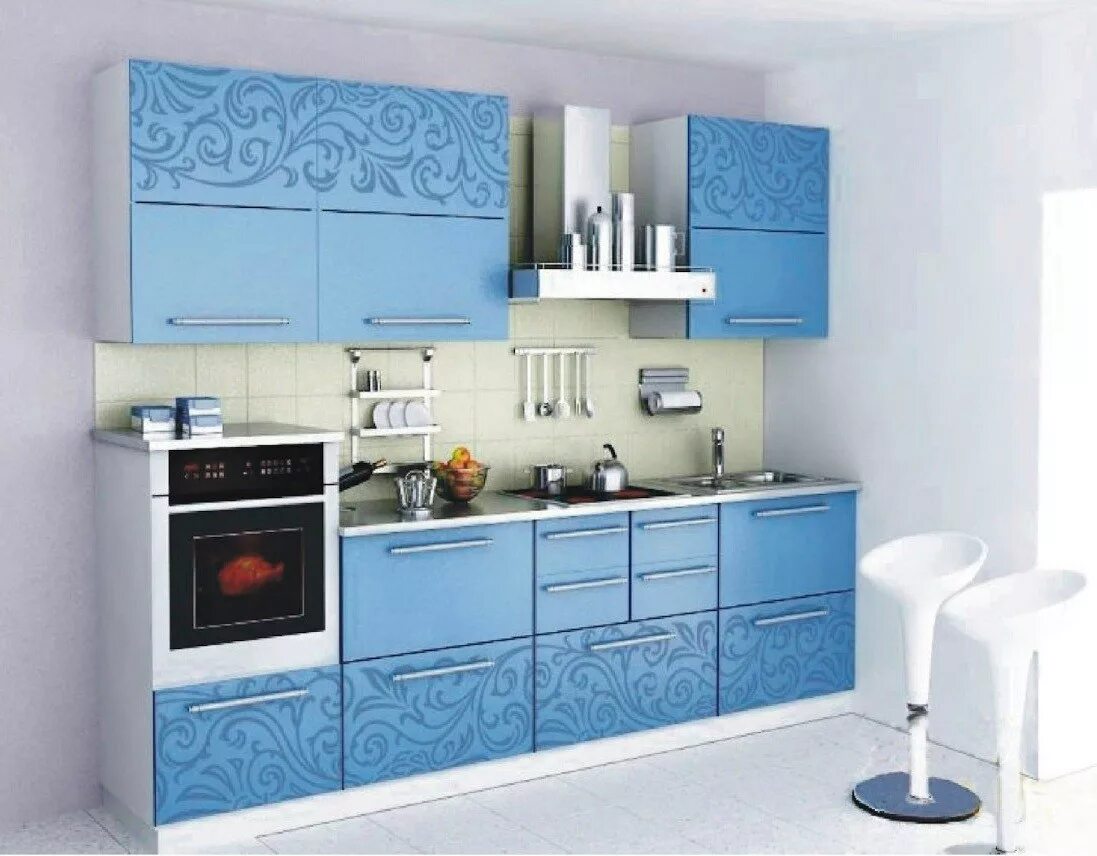 Кухонные гарнитуры в кузнецке фото и цены Кухня "Морская" глянцевый МДФ - купить в интернет-магазине "1 МЕБЕЛЬ"