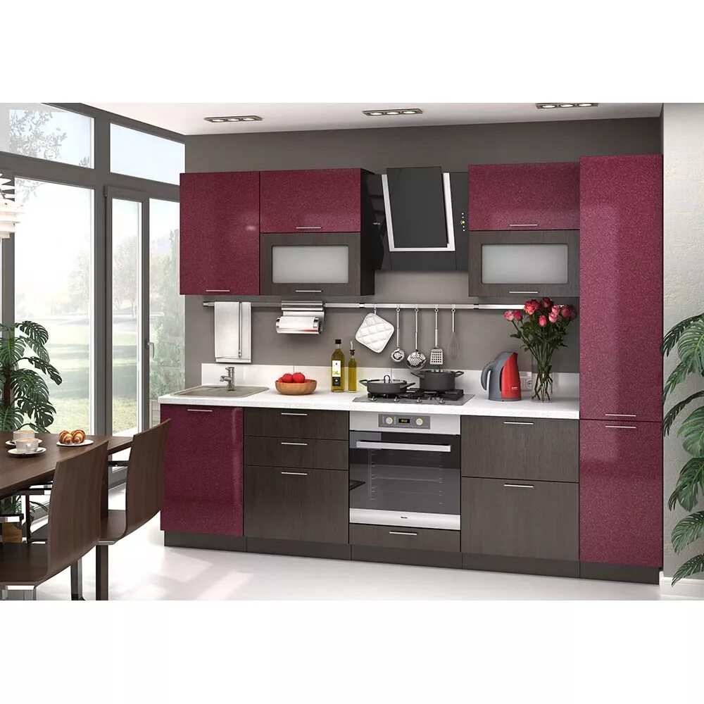 Кухонные гарнитуры в пензе фото и цены Кухня "Валерия Металлик" композиция 1 от фабрики Сурская мебель по самой низкой 