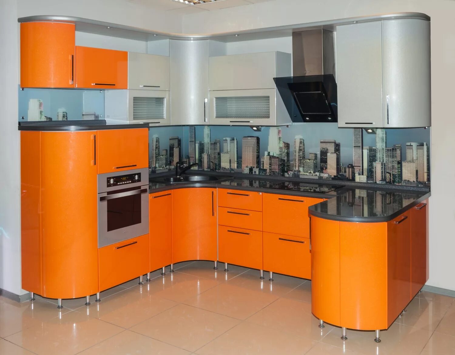 Кухонные гарнитуры в тюмени фото цена Современная кухня модерн "серый город" купить в Тюмени. Каталог, фото и цены на 