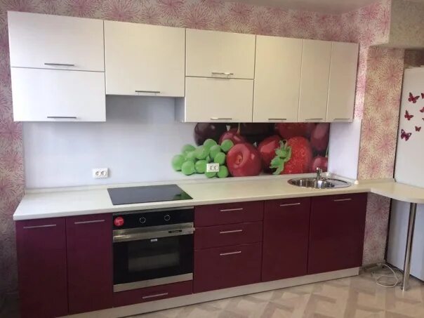 Кухонные гарнитуры в улан удэ фото Кухонный гарнитур с фотопечатью на заказ Размер 2850 (2,85м) Фасады пластик/плен