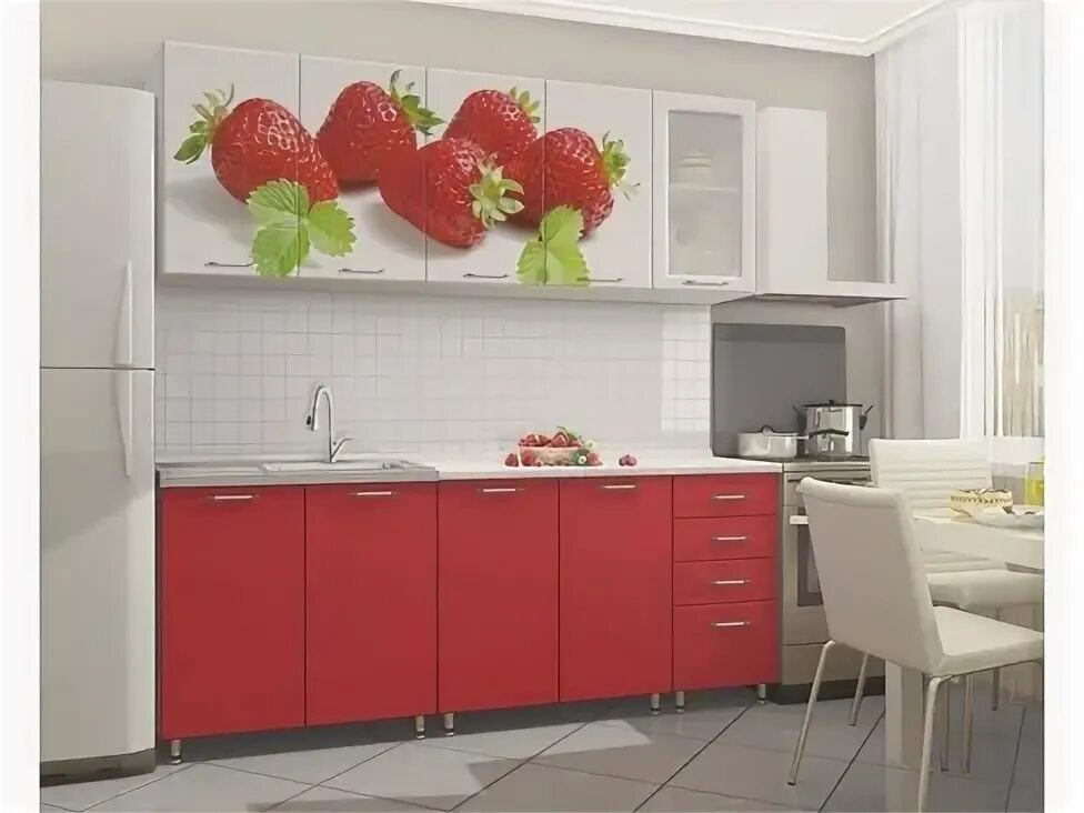 Кухонные гарнитуры в ульяновске фото Кухня прямая "Клубничный рай" г. Ульяновск в РОССИИ. Цена товара договорная, в н