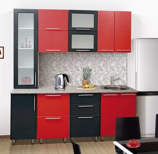 Кухонные гарнитуры в вологде фото и цены Кухни красного цвета и красно-черные кухни в интерьере, фото Мебельная фабрика "