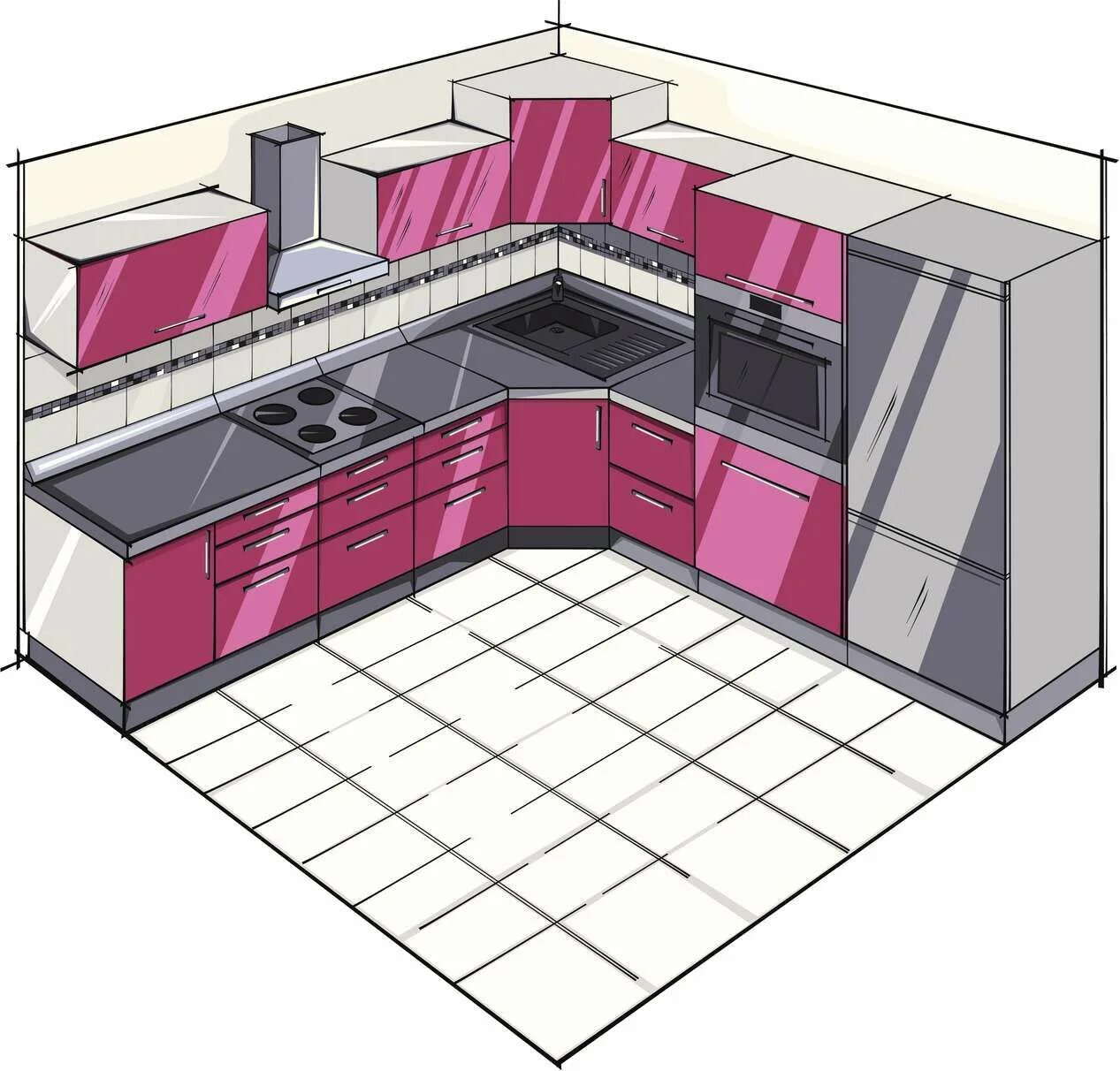 Кухонные гарнитуры варианты планировки 5 Examples of L-Shaped Kitchen Layouts Kitchen layout plans, Kitchen floor plans